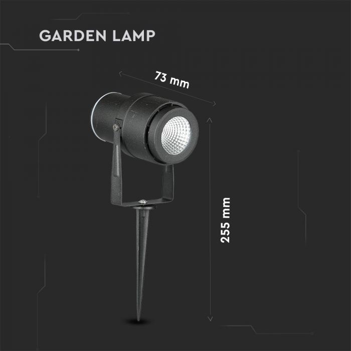 LED GARDEN SPIKE ALUMINIUM 12W DL 875lm 73X255 BLACK IP65