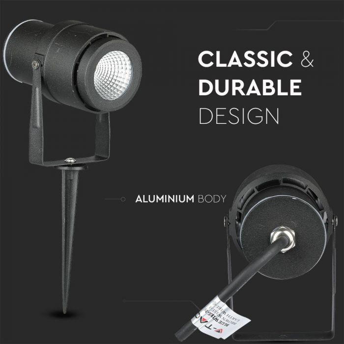 LED GARDEN SPIKE ALUMINIUM 12W DL 875lm 73X255 BLACK IP65