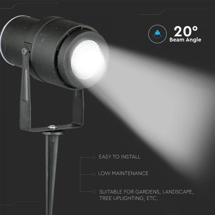 LED GARDEN SPIKE ALUMINIUM 12W DL 875lm 73X255 BLACK IP65