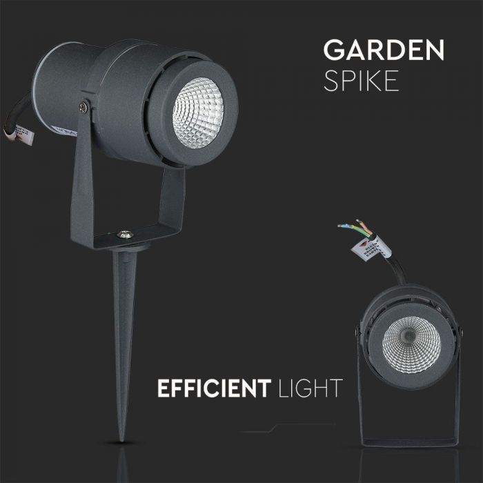 LED GARDEN SPIKE ALUMINIUM 12W WW 875llm 73X255 GREY IP65