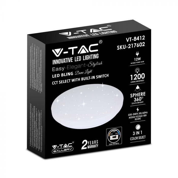 LED DOME LIGHT CCT CHANGING SWITCH 12W 1200lm 360° 260X55 STARRY