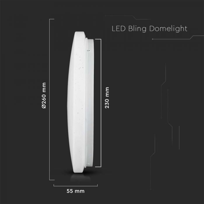 LED DOME LIGHT CCT CHANGING SWITCH 12W 1200lm 360° 260X55 STARRY