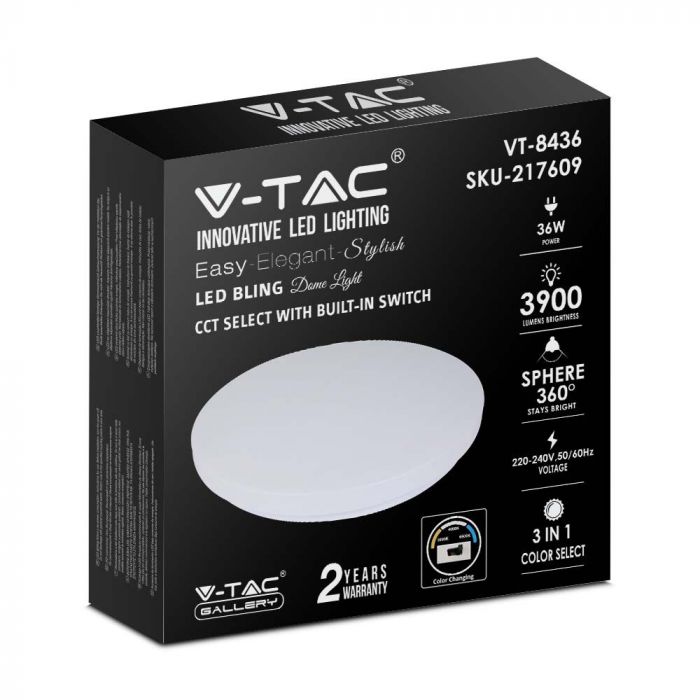 LED DOME LIGHT CCT CHANGING SWITCH 36W 3900lm 360° 500X80 MILKY