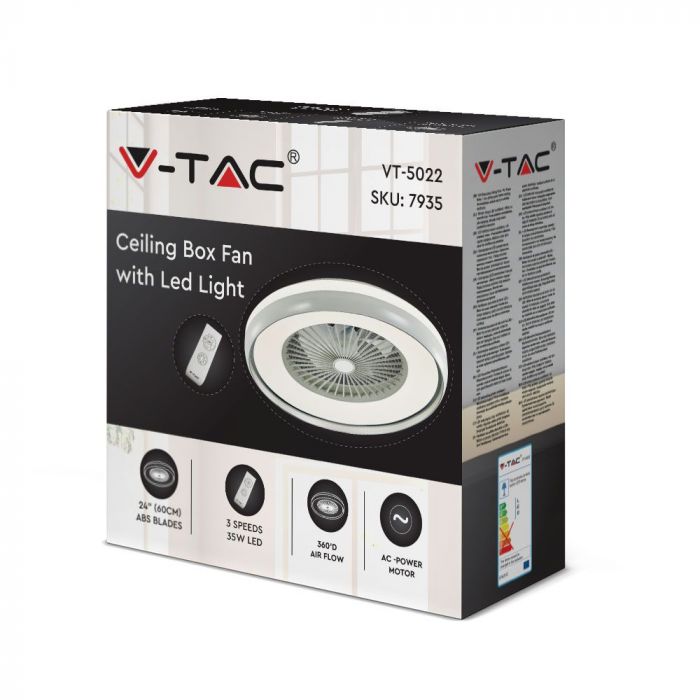 LED CEILING FAN WITH RF CONTROL/GREY/7 ABS BLADES/45W AC MOTOR 30W 3795lm 3in1 CCT 60X20 3 SPEED