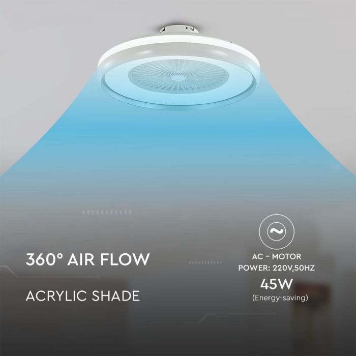 LED CEILING FAN WITH RF CONTROL/GREY/7 ABS BLADES/45W AC MOTOR 30W 3795lm 3in1 CCT 60X20 3 SPEED