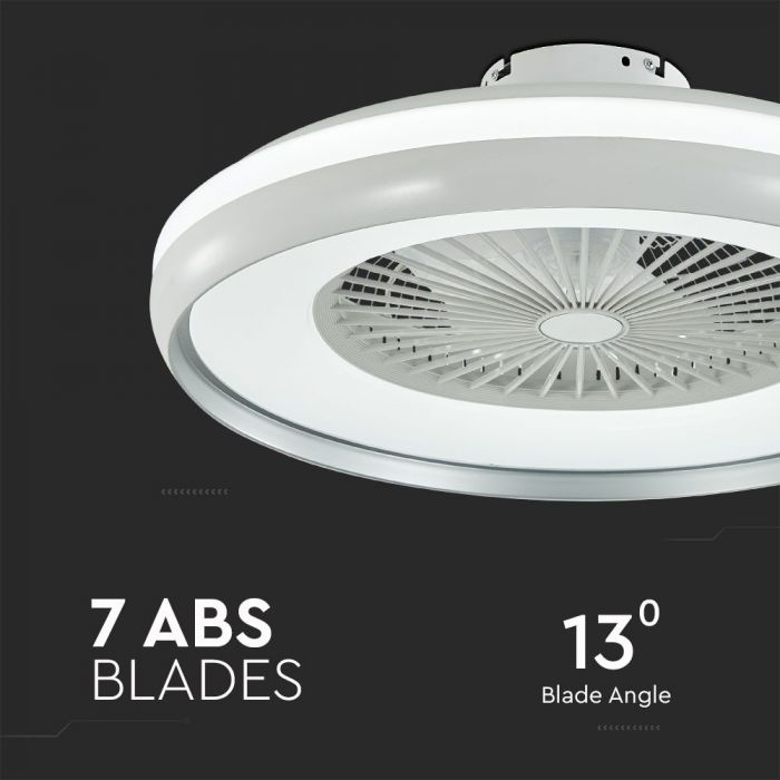 LED CEILING FAN WITH RF CONTROL/GREY/7 ABS BLADES/45W AC MOTOR 30W 3795lm 3in1 CCT 60X20 3 SPEED