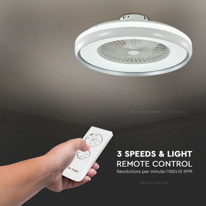 LED CEILING FAN WITH RF CONTROL/GREY/7 ABS BLADES/45W AC MOTOR 30W 3795lm 3in1 CCT 60X20 3 SPEED