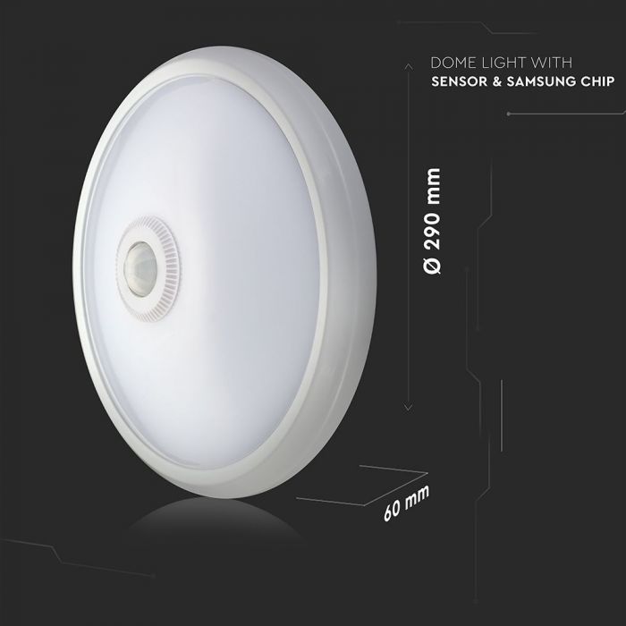 LED DOME WITH SENSOR 12W DL 900lm 120° 290X60 SAMSUNG CHIP