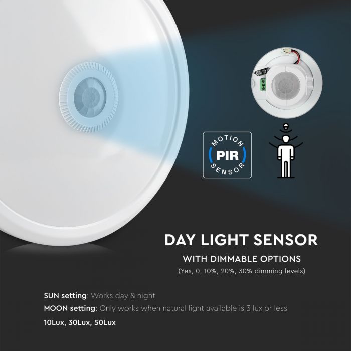 LED DOME WITH SENSOR 12W DL 900lm 120° 290X60 SAMSUNG CHIP