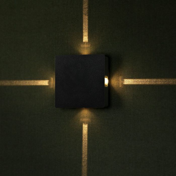 LED WALL LIGHT ALUMINIUM SQUARE 4W WW 425lm 360° 15X15X5 IP65 BLACK
