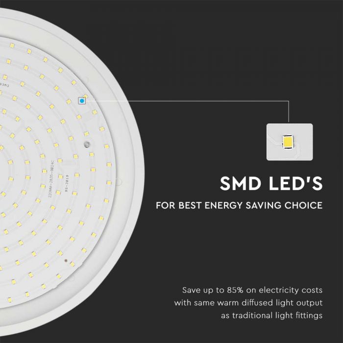 LED SLIM DOME WITH EMERGENCY BATTERY 14W DL 1440lm 110° 270X65 SAMSUNG CHIP IP65 IK08