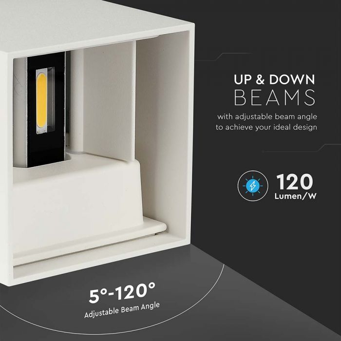 LED WALL LIGHT ALUMINIUM SQUARE 11W DL 1360lm 120° 10X10X10 WHITE IP65