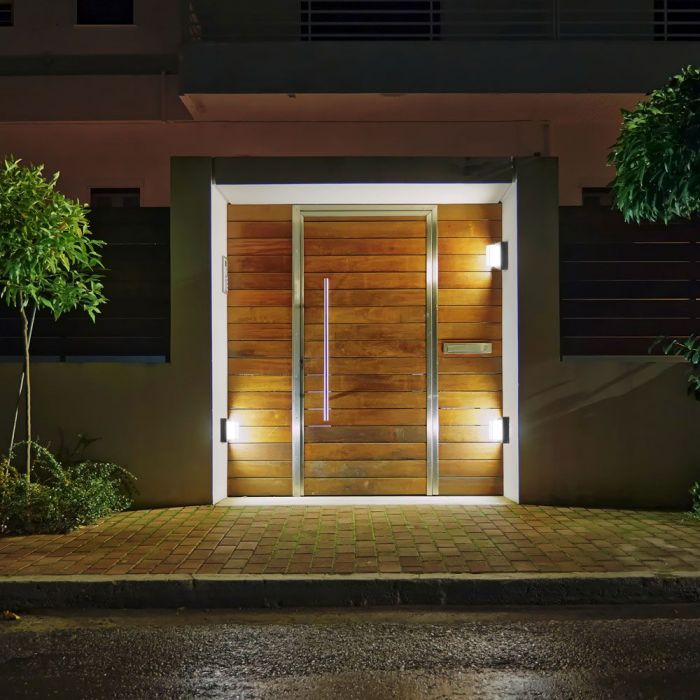 LED WALL LIGHT SQUARE 12W DL 1280lm 150° 160X100 PC BLACK IP65