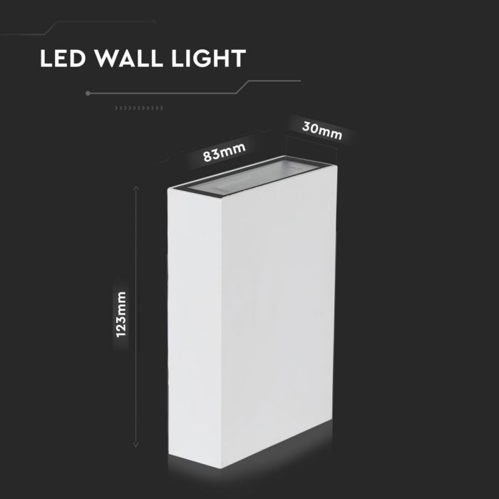 LED WALL LIGHT RECTANGLE 4W CW 400lm 360° 83X123X30 WHITE IP65