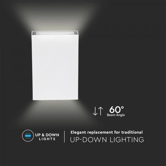 LED WALL LIGHT RECTANGLE 4W CW 400lm 360° 83X123X30 WHITE IP65