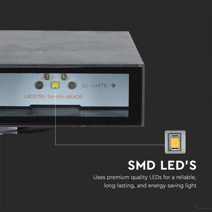 LED WALL LIGHT RECTANGLE 4W WW 150lm 41° 83X123X30 BLACK IP65