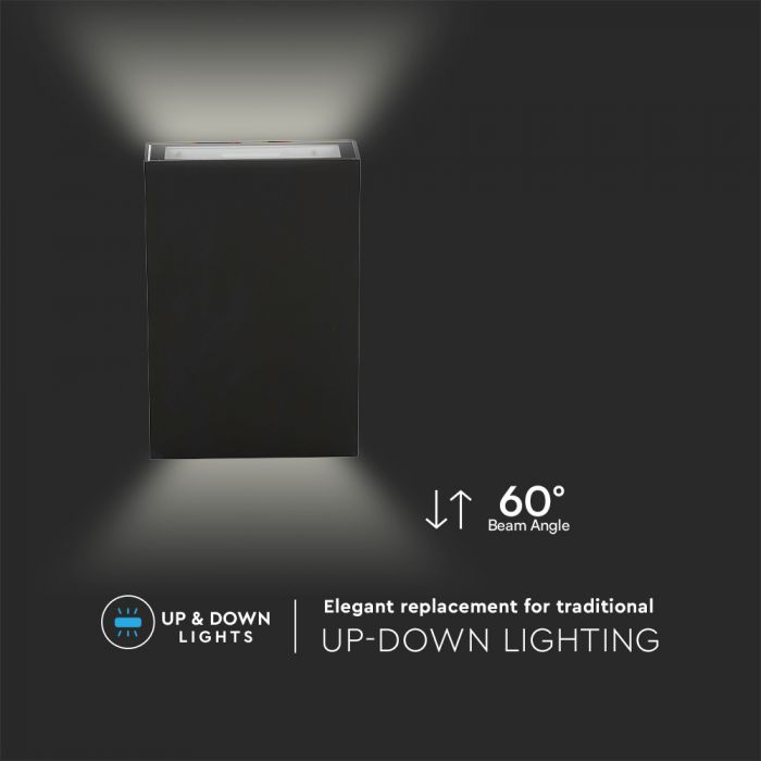 LED WALL LIGHT RECTANGLE 4W WW 150lm 41° 83X123X30 BLACK IP65