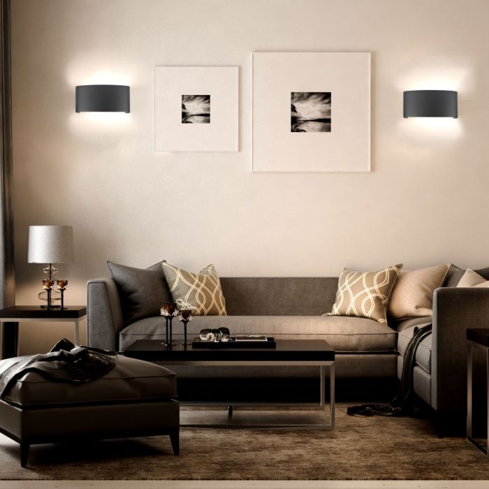 LED WALL LIGHT ALUMINIUM 5W WW 630lm 150° 170X40X80 SAND BLACK IP54