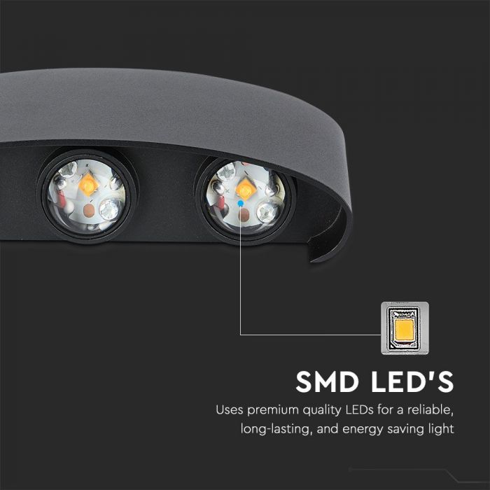 LED WALL LIGHT ALUMINIUM 5W WW 630lm 150° 170X40X80 SAND BLACK IP54