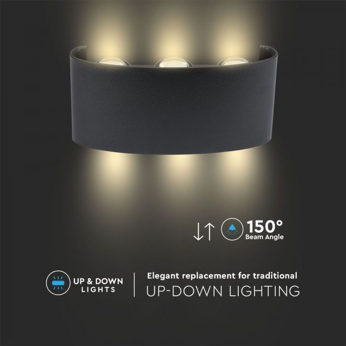 LED WALL LIGHT ALUMINIUM 5W WW 630lm 150° 170X40X80 SAND BLACK IP54