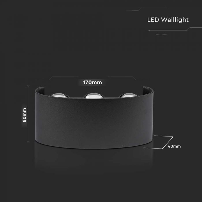 LED WALL LIGHT 5W DL SAND BLACK 170x80x40mm IP65