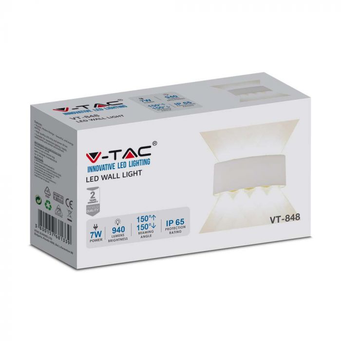 LED WALL LIGHT ALUMINIUM 7W DL 940lm 150° 220X48X90 SAND WHITE IP65