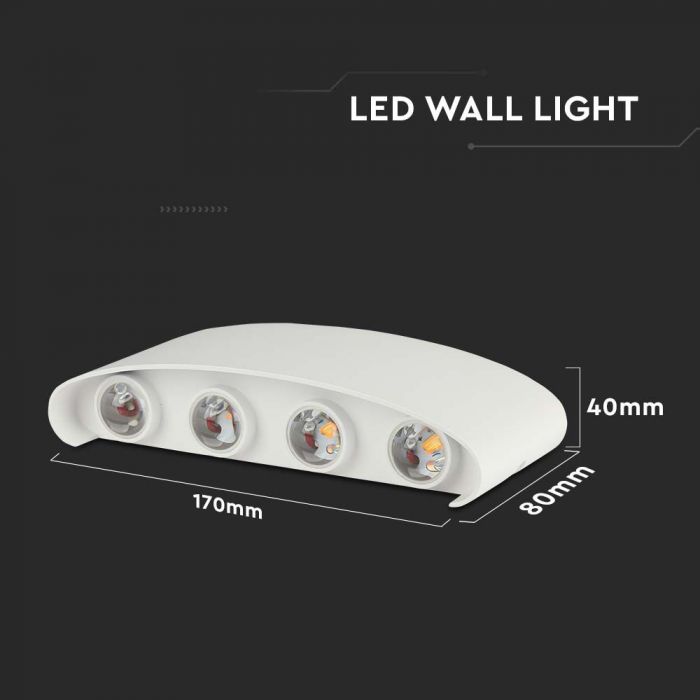 LED WALL LIGHT ALUMINIUM 7W DL 940lm 150° 220X48X90 SAND WHITE IP65