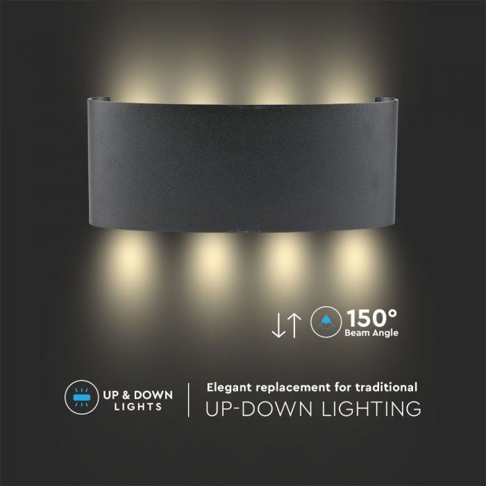 LED WALL LIGHT ALUMINIUM 7W DL 940lm 150° 220X48X90 SAND BLACK IP65