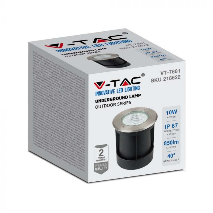 LED UNDERGROUND LIGHT STAINLESS STEEL ROUND 10W 850lm DL 40° 150X153 IP67