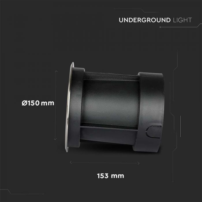 LED UNDERGROUND LIGHT STAINLESS STEEL ROUND 10W 850lm DL 40° 150X153 IP67