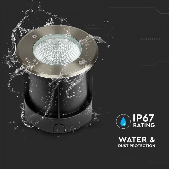 LED UNDERGROUND LIGHT STAINLESS STEEL ROUND 10W 850lm DL 40° 150X153 IP67