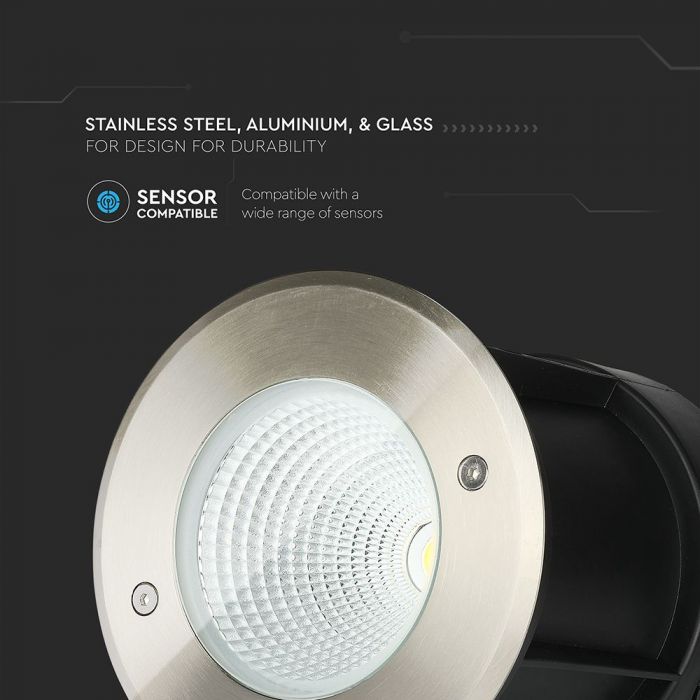 LED UNDERGROUND LIGHT STAINLESS STEEL ROUND 10W 850lm DL 40° 150X153 IP67
