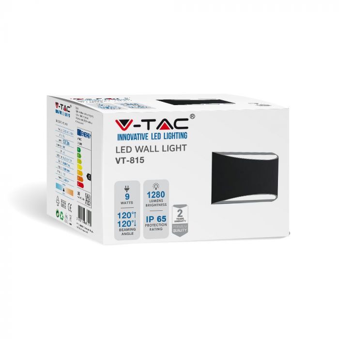 LED WALL LIGHT BLACK 9W DL 1280lm 120° ALUMINIUM IP54