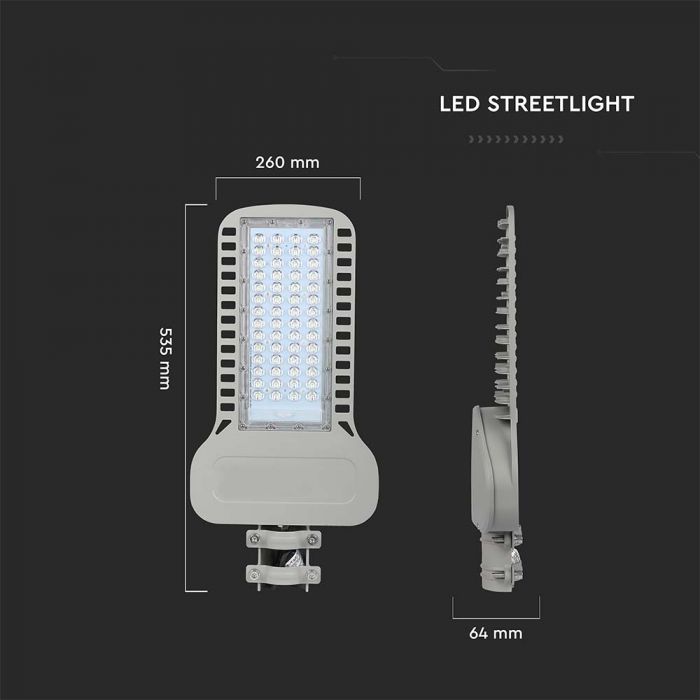 LED STREET LIGHT SAMSUNG CHIP100W DL 13500lm 120° GREY 535X260X64 IP65