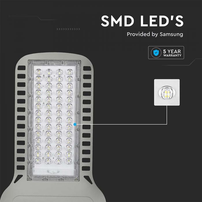 LED STREET LIGHT SAMSUNG CHIP100W DL 13500lm 120° GREY 535X260X64 IP65
