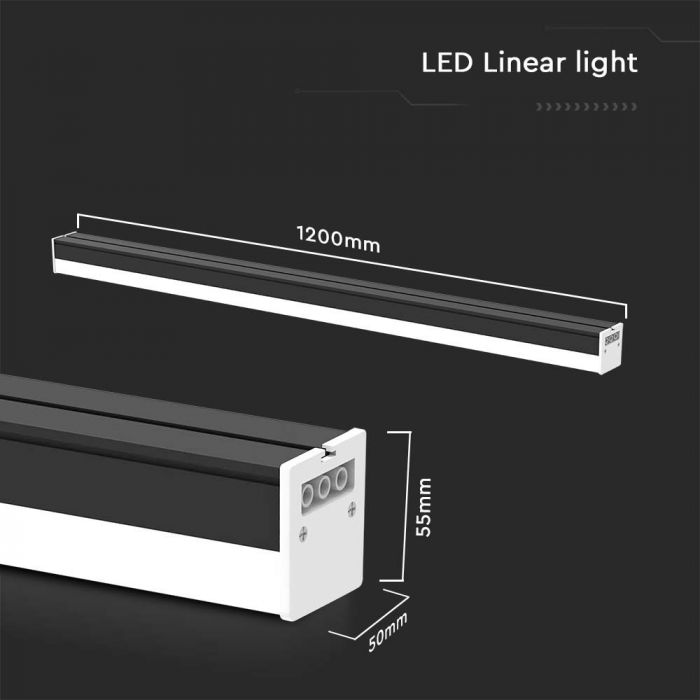 LED LINEAR LIGHT 40W DL 4300lm 120° 1200x50x55mm BLACK IK8