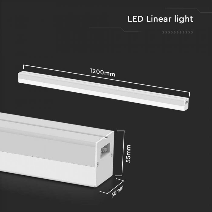 LED LINEAR LIGHT 40W CW 4300lm 120° 1200x50x55mm WHITE IK8
