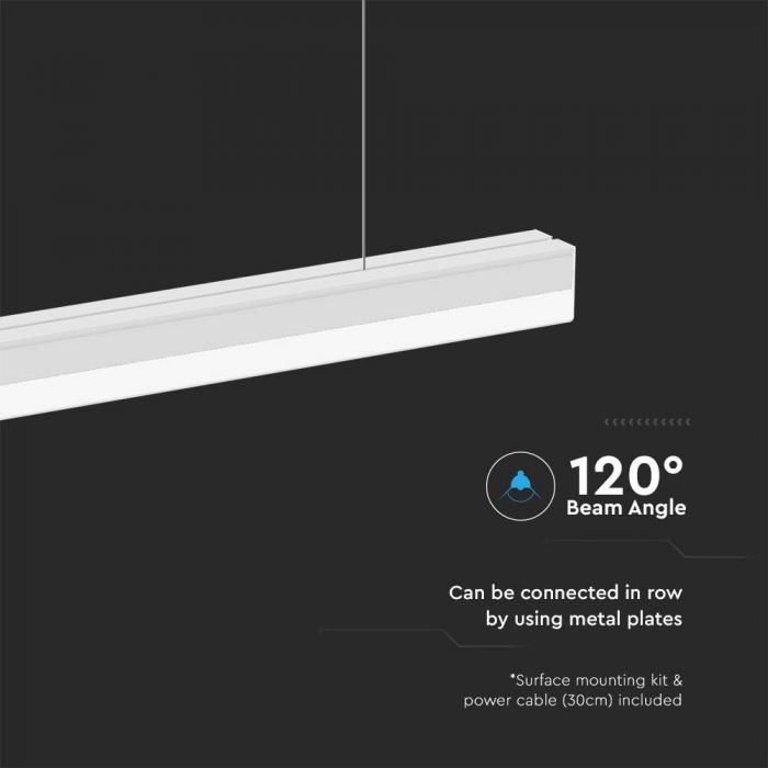 LED LINEAR LIGHT 40W CW 4300lm 120° 1200x50x55mm WHITE IK8
