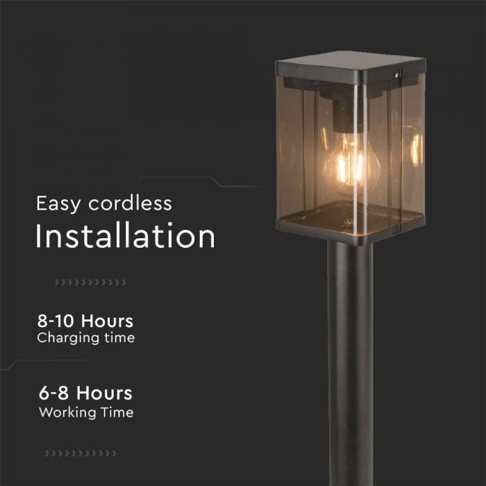 LED SOLAR BOLLARD LAMP E27 WITH MICROWAVE SENSOR  2.5W WW 150lm  IP44