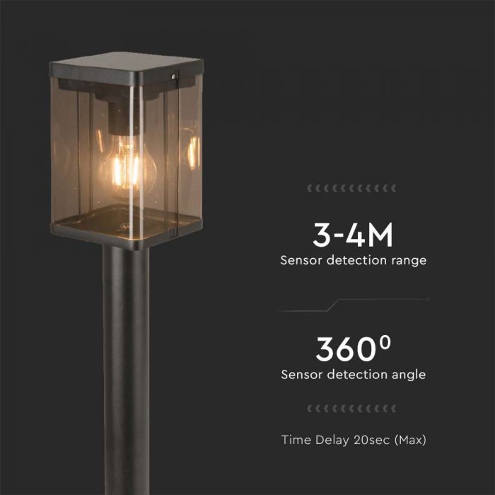 LED SOLAR BOLLARD LAMP E27 WITH MICROWAVE SENSOR  2.5W WW 150lm  IP44