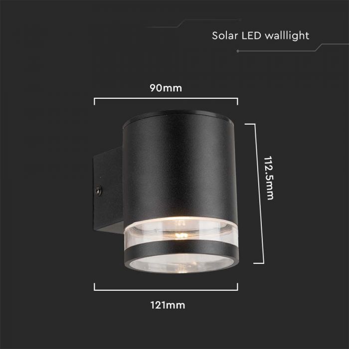 LED SOLAR WALL LAMP 0.55W WW 70Lm 121x90x112.5mm BLACK IP54