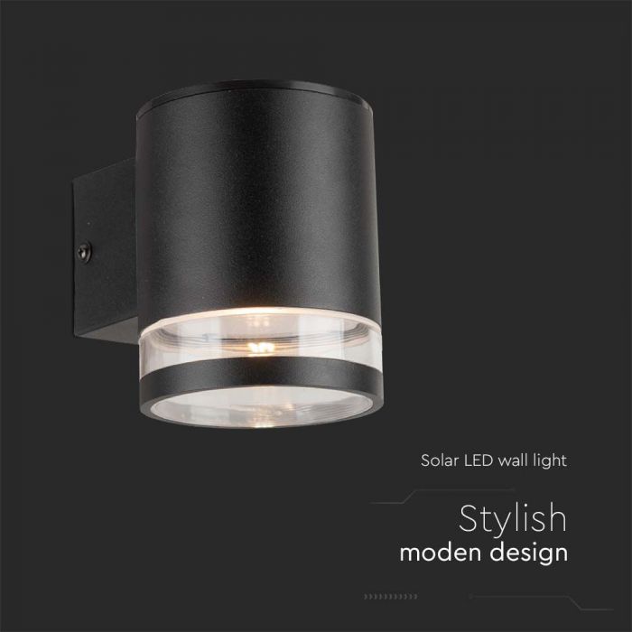 LED SOLAR WALL LAMP 0.55W WW 70Lm 121x90x112.5mm BLACK IP54