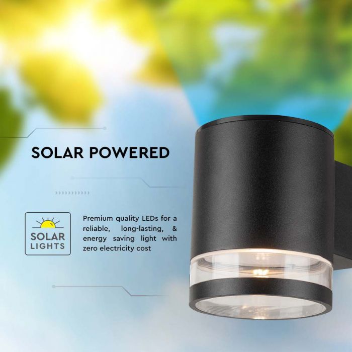 LED SOLAR WALL LAMP 0.55W WW 70Lm 121x90x112.5mm BLACK IP54