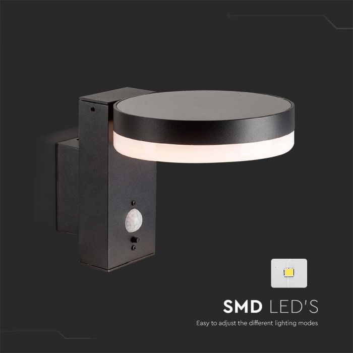 LED SOLAR WALL LAMP SMD WITH PIR SENSOR 2.5W WW 220lm RD BLACK IP54