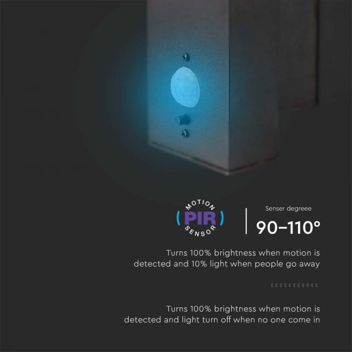 LED SOLAR WALL LAMP SMD WITH PIR SENSOR 2.5W WW 220lm RD BLACK IP54