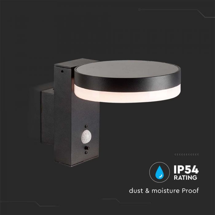 LED SOLAR WALL LAMP SMD WITH PIR SENSOR 2.5W WW 220lm RD BLACK IP54