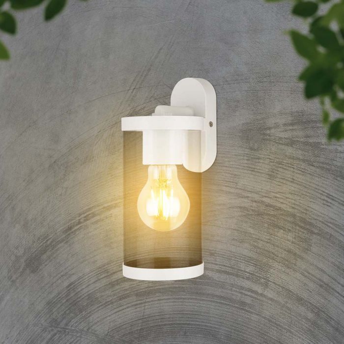 LED WALL LAMP E27 93x116x234mm CLEAR PC MATT WHITE