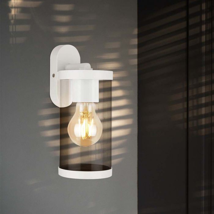 LED WALL LAMP E27 93x116x234mm CLEAR PC MATT WHITE