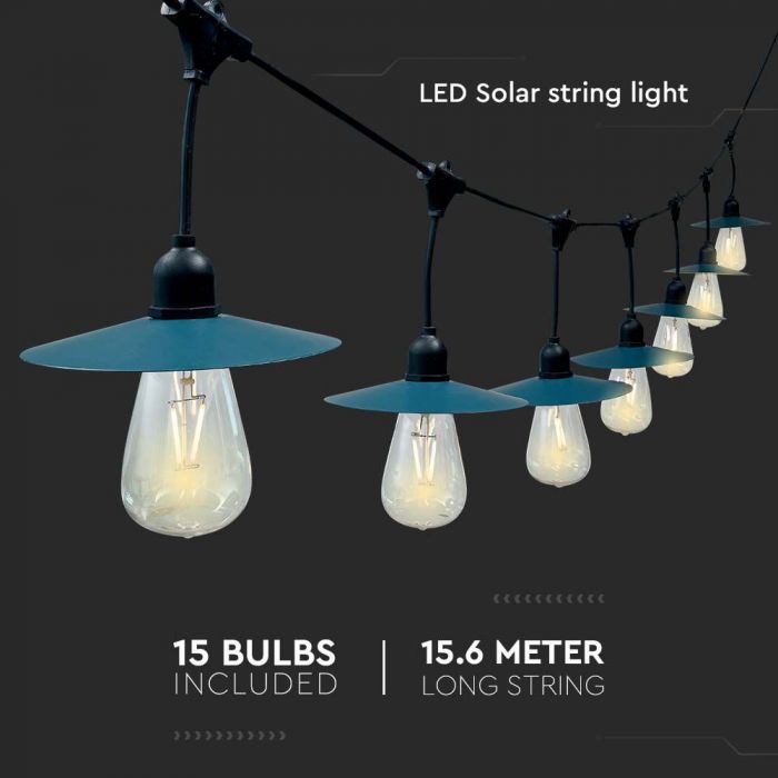 LED SOLAR STRING LIGHT 3W WW 50lm 15PCS LED SINGLE BULB 15M LENGTH IP44