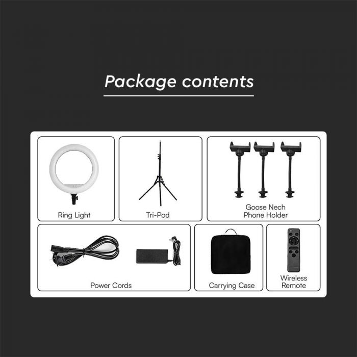 LED RING LIGHT 18INCH WITH 3 PHONE HOLDER AND REMOTE 55W 3IN1 6000lm 540x440x70mm